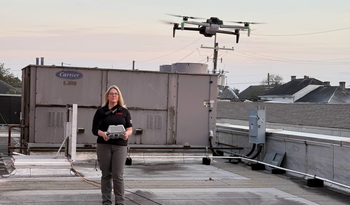Danielle Warner flying a drone