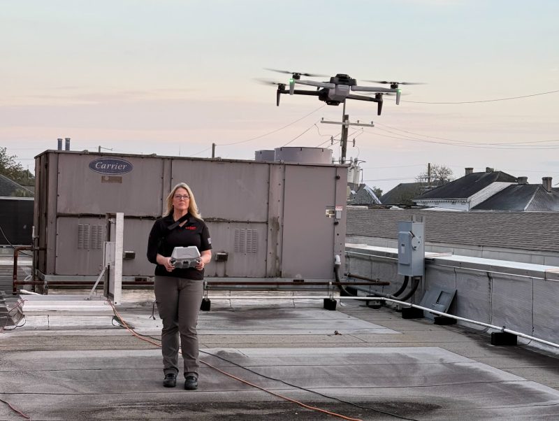 Danielle Warner flying a drone