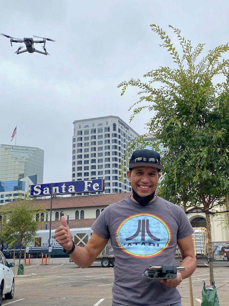 Eric Ruiz flying a drone in San Diego