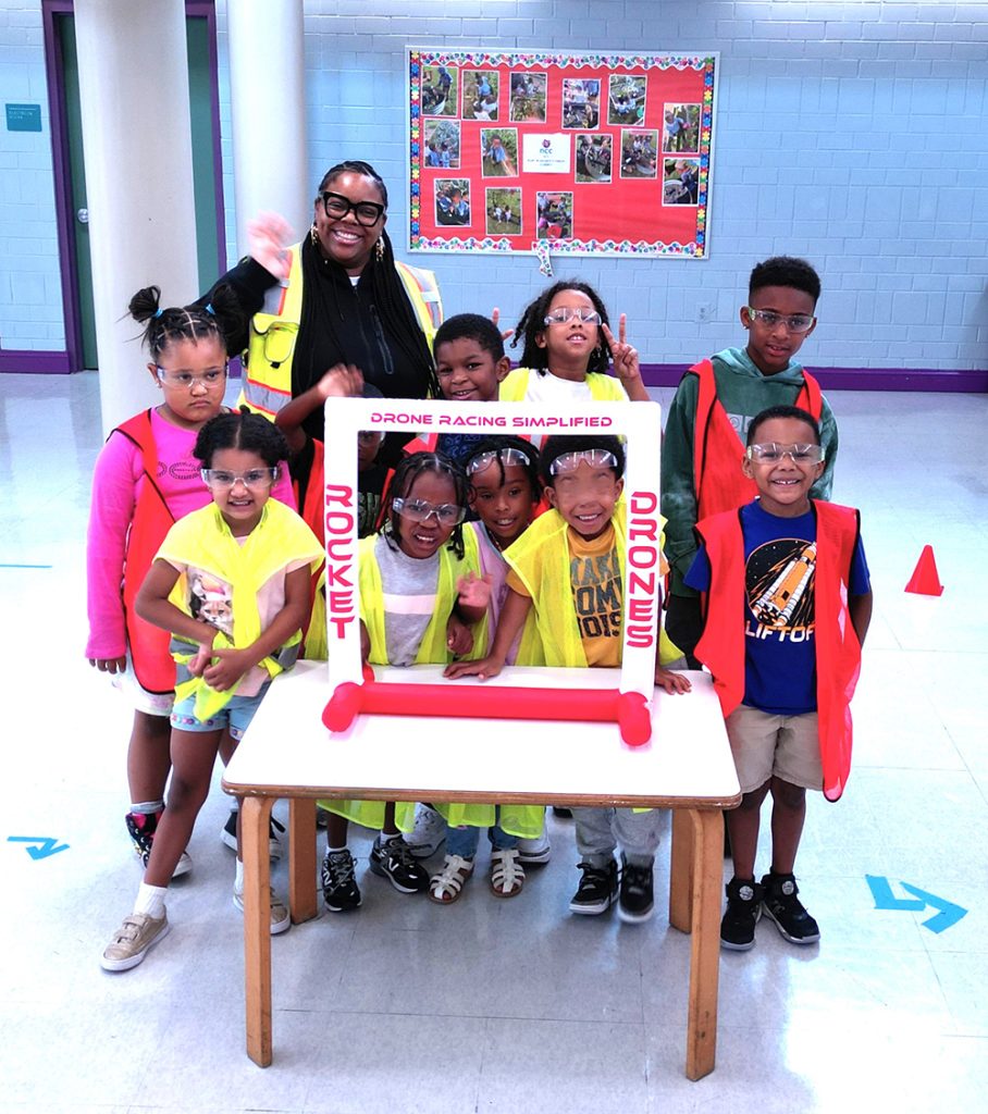 Young children at drone summer camp