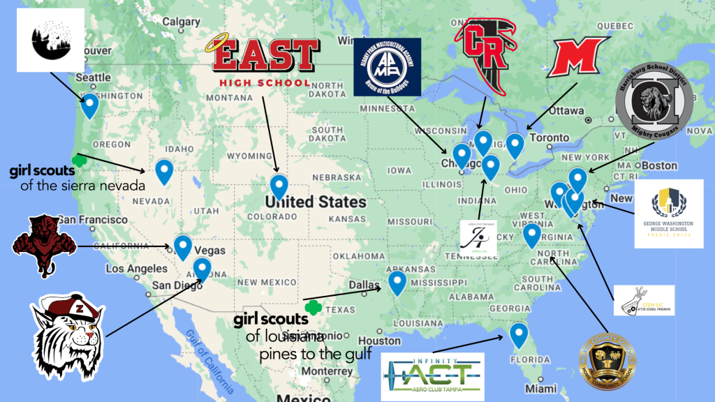 Map of states that have benefitted from the drone donation program