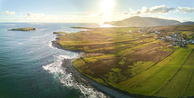 Drone shot of the coast of Ireland