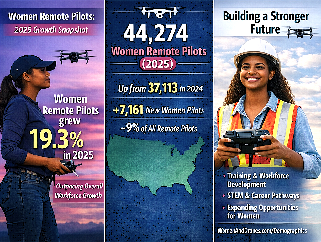 Statistics of the number of women remote pilots in the US