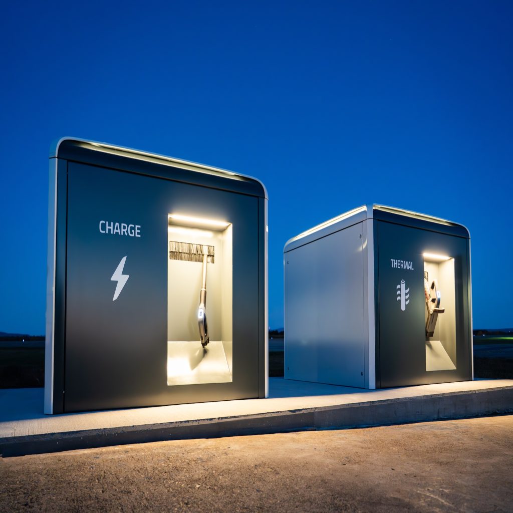 Charge and Thermal Management Cubes at the flight testing facility in Plattsburgh, NY. Image credit: BETA Technologies.