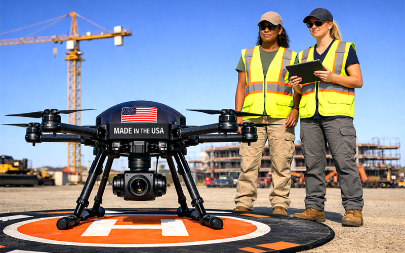 Two women piloting a US-made drone