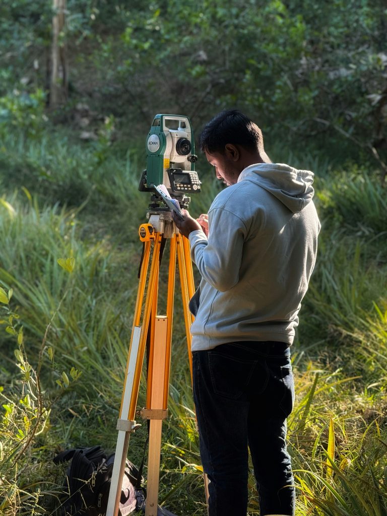 Student engineer working on geospatial mapping